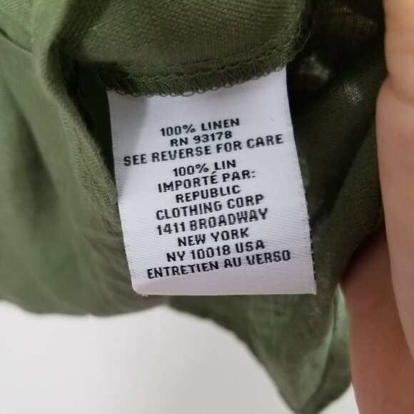 NWT Magaschoni 100% Linen Hooded Button Down Shirt Top with Pockets Green Size L - Picture 6 of 6